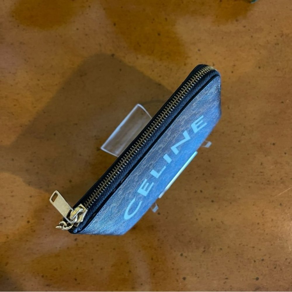 LIKE NEW CELINE Triomphe Logo Macadam PVC Wallet Coin Purse Keychain - Picture 4 of 5